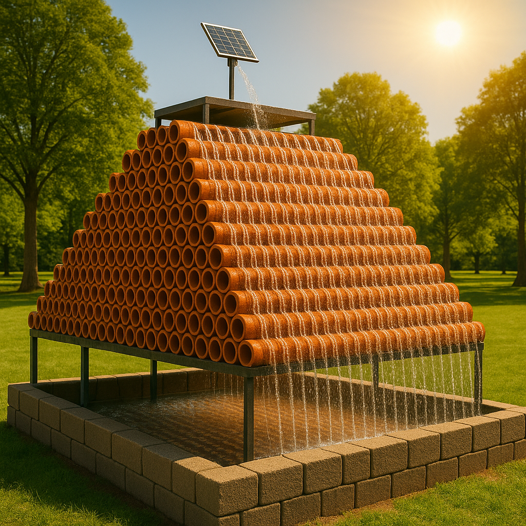 Terracotta pipes installed in park setting